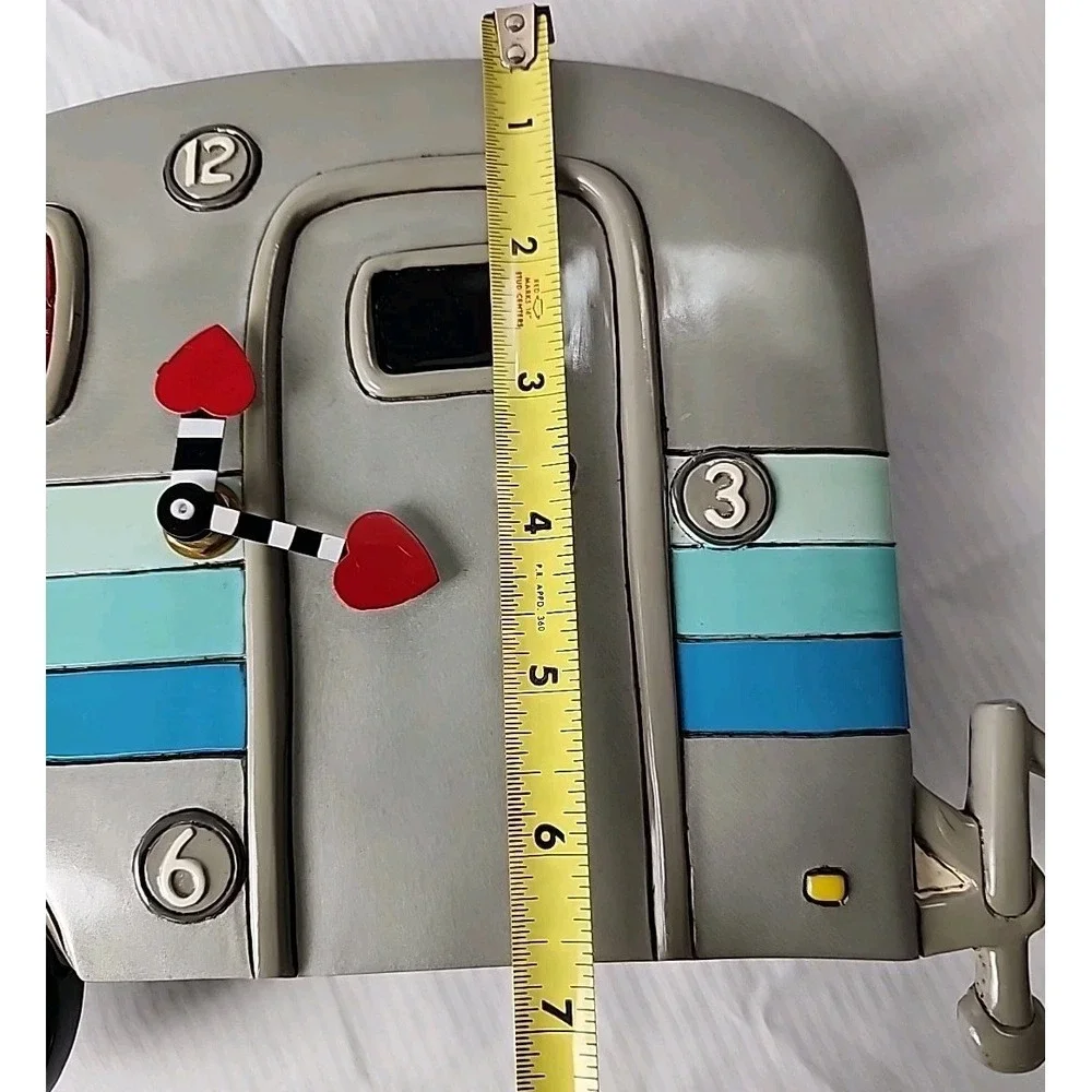 Happy Campers Clock Allen Design Whimsical Wall Clock Retro Trailer Silver *read